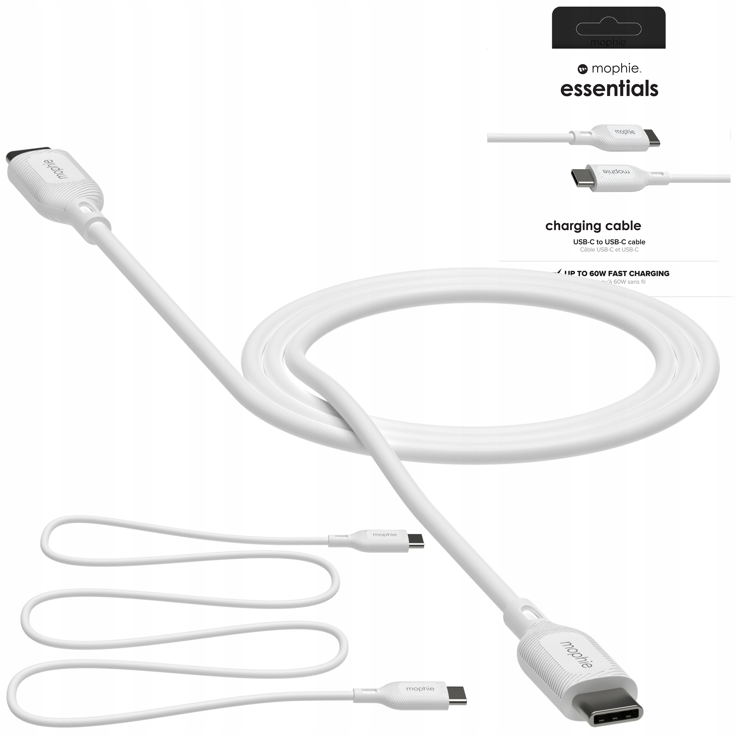 Mophie Essentials Kabel Usb-c na Usb-c 60W 2m Wytrzymały Szybki Przewód