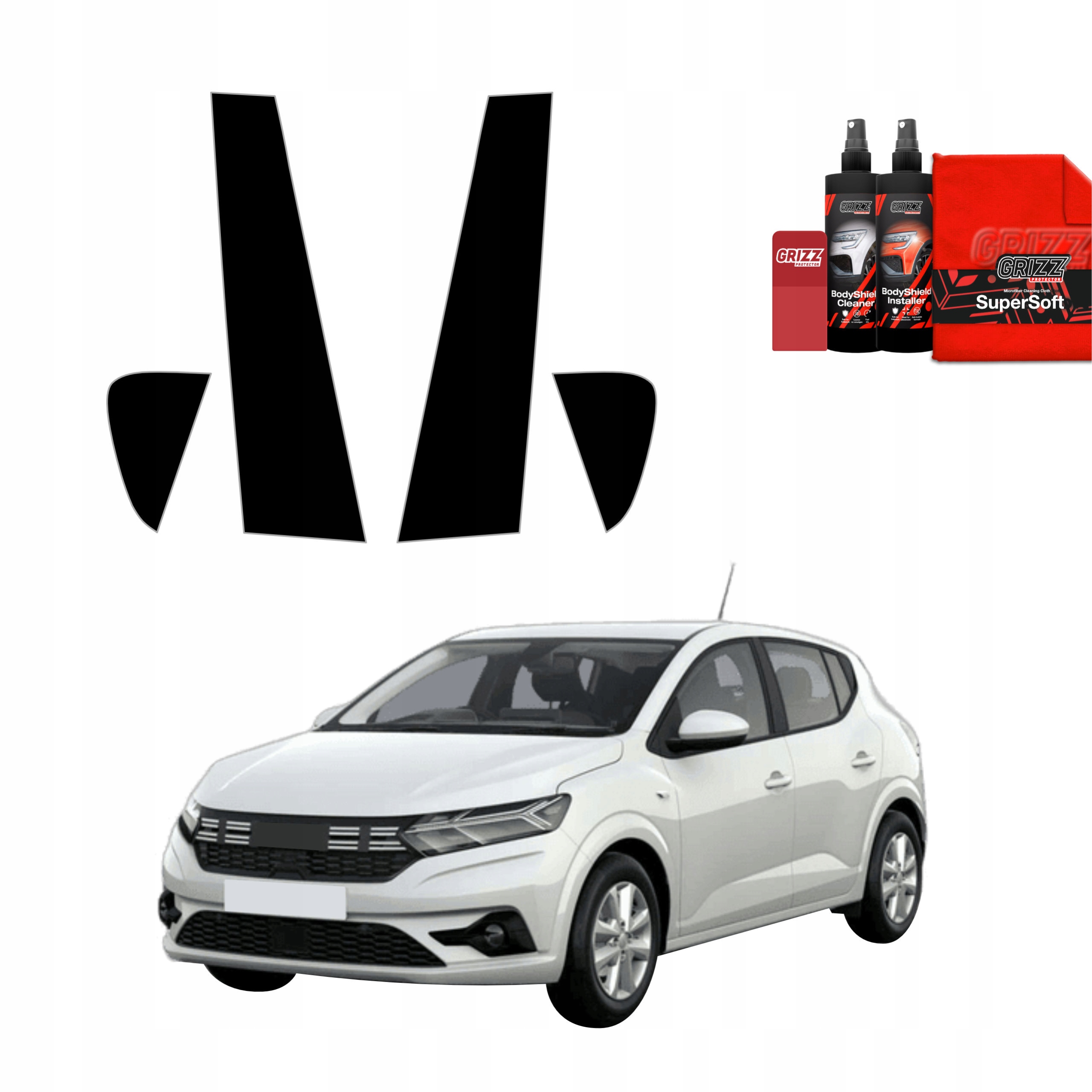 4v1 Černá fólie na sloupky pro Dacia Sandero (2020-2024)