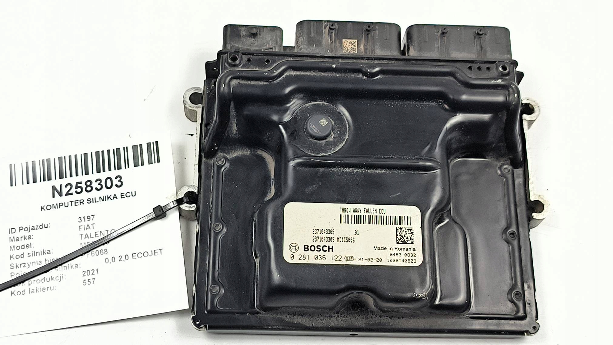 Computer DES MOTORS ECU 237104330S FIAT TALENTO