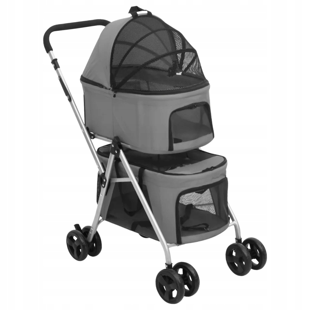 2patrový skládací kočárek pro psa šedý 83 x 48 x 97 cm oxford Šedá 172205