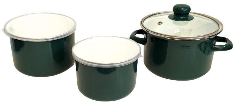 Emalia Olkusz Naczynia emaliowane 6el. zielone Garnek 14cm Miski Kod producenta 5904134712813
