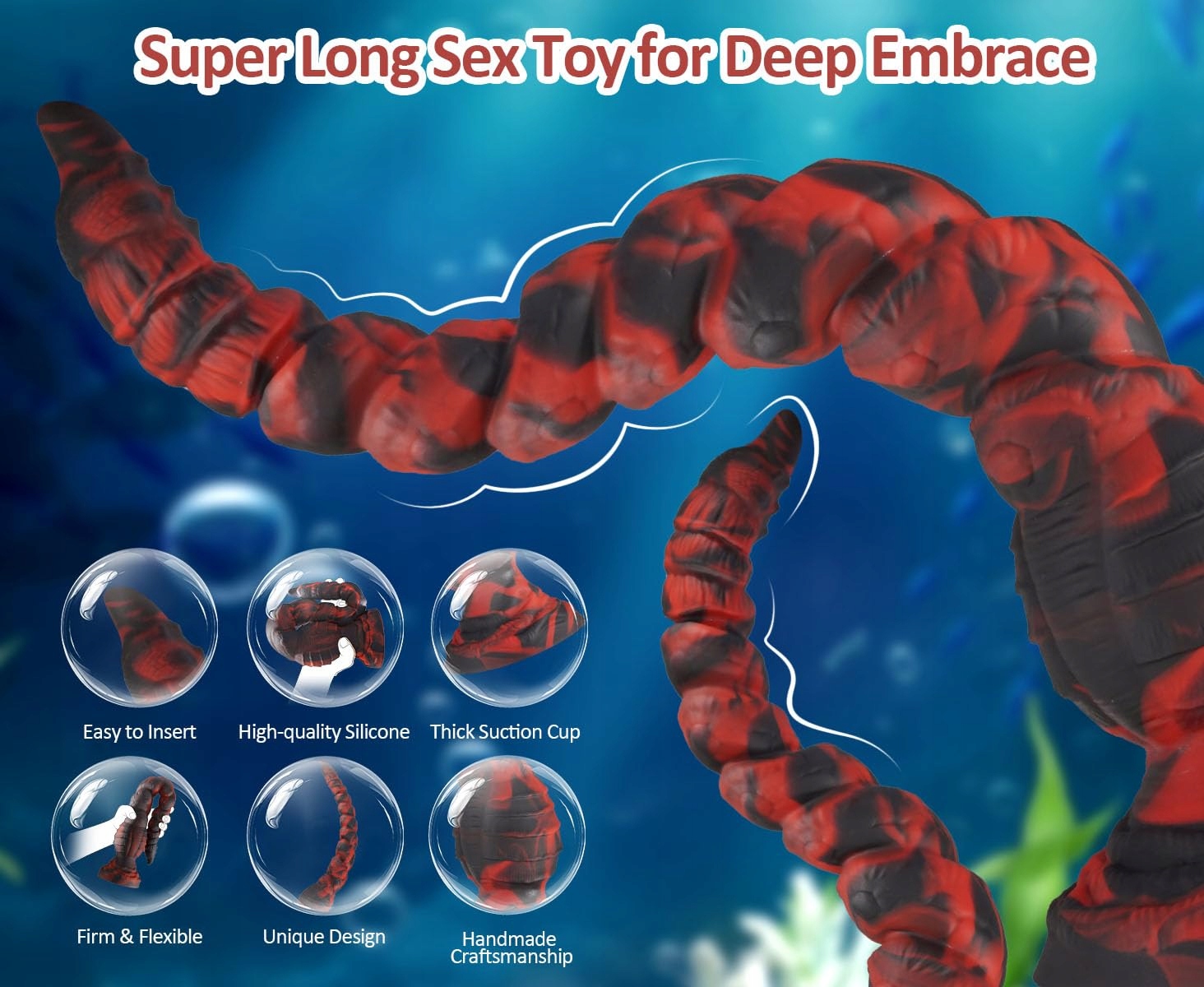 SILIKONOWY DŁUGI DILDO 39 CM ELASTYCZNY KOREK ANALNY MASAŻER PROSTATY — miniatura 6