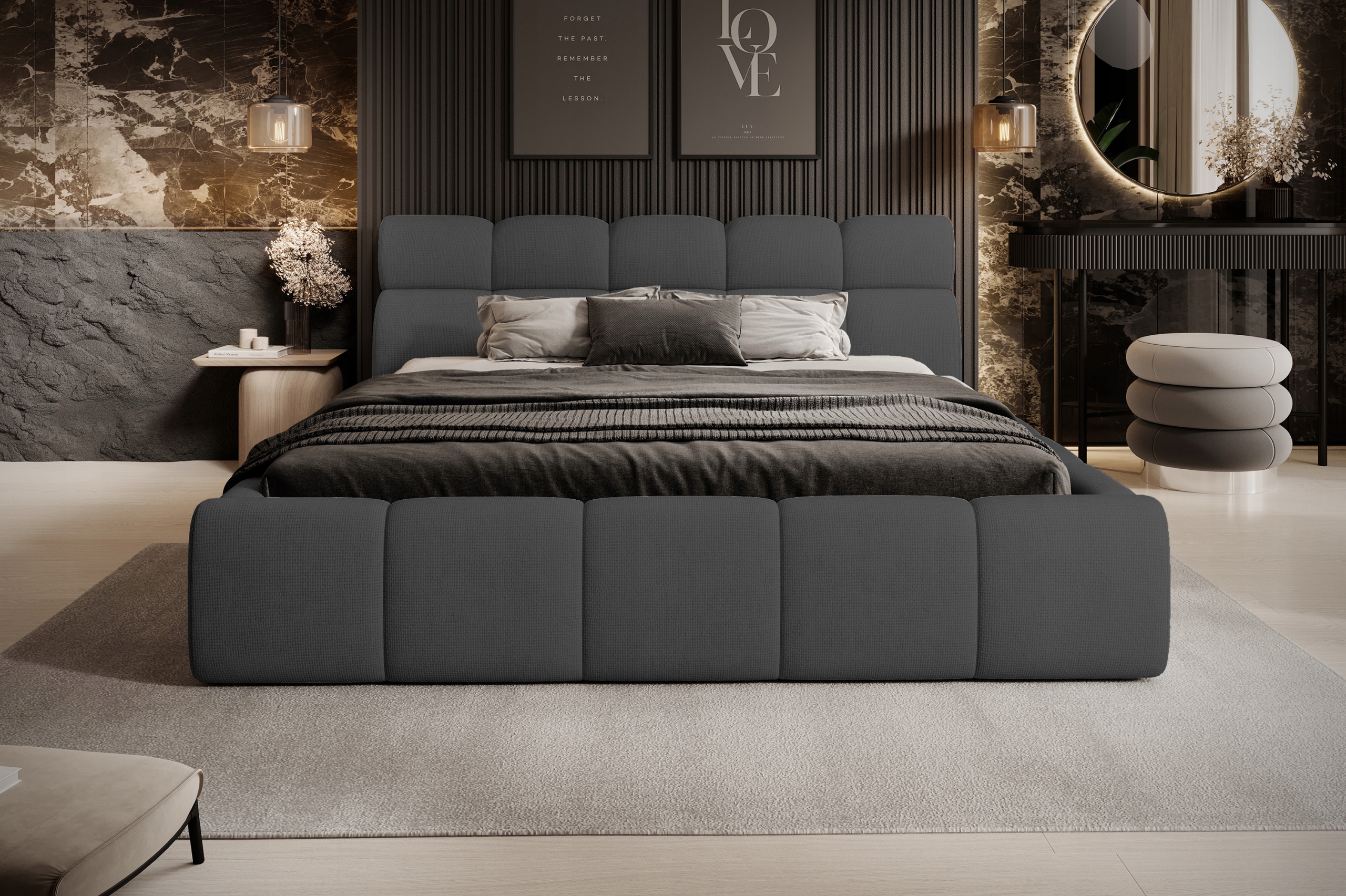 Moderní čalouněná postel 140x200 úložný prostor na povlečení Giulia Versailles