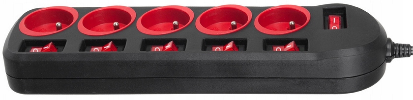 LISTWA ZASILAJĄCA PRZEDŁUŻACZ Z WYŁĄCZNIKAMI 5 GNIAZD 1,5m Kod producenta MCE204