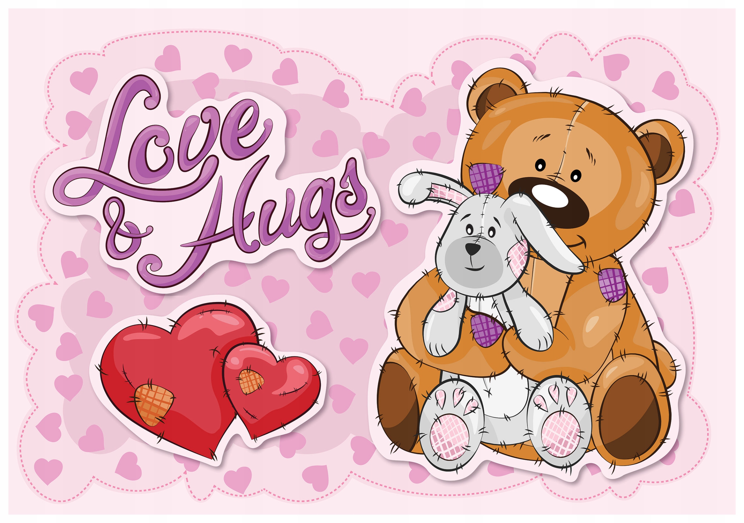 Fototapeta Medvídek a zajíček Love Hugs do dětského pokoje 520x318 interiérů lepidlo