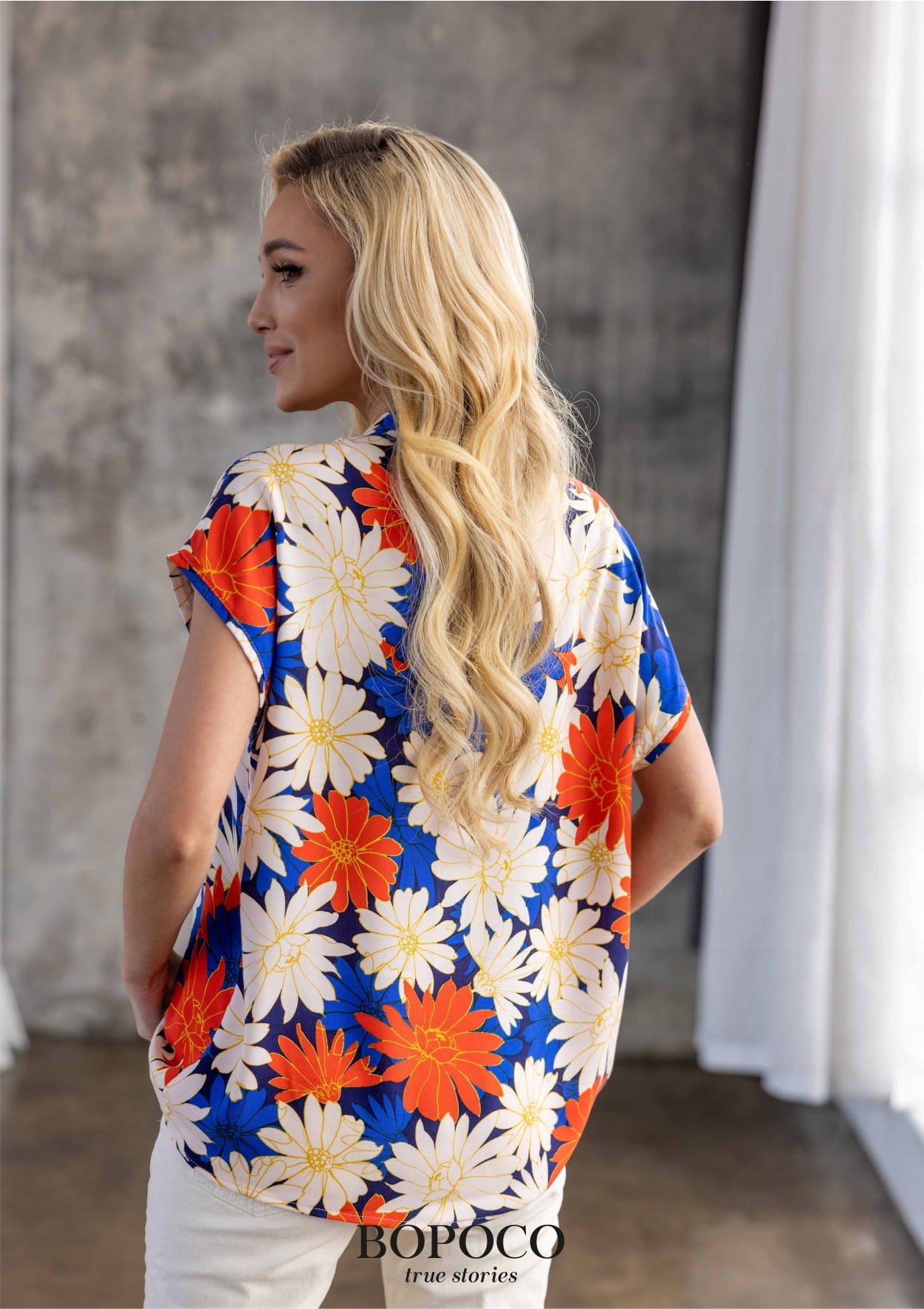 Wiskozowa bluzka w kwiaty chaber Bopoco 38 M Rozmiar M