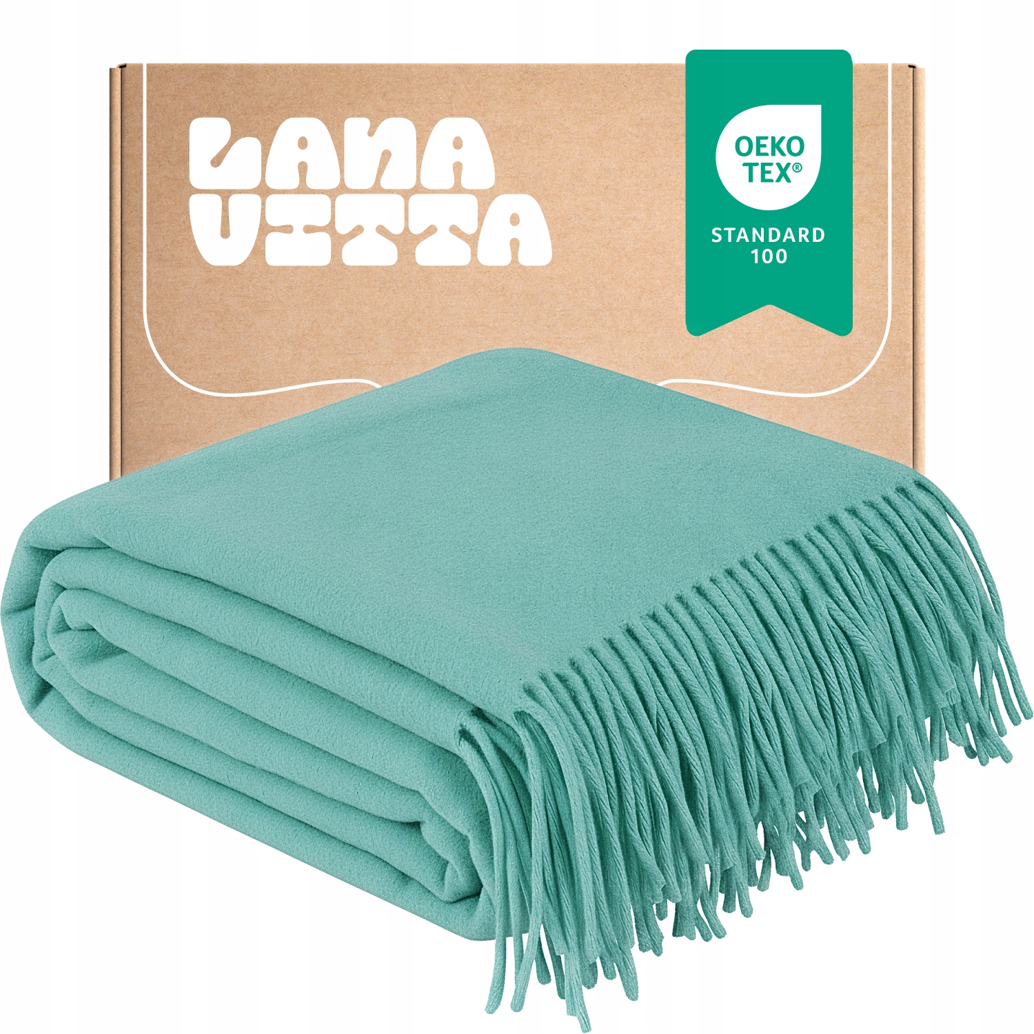 Vlněná deka "Leon" teplá, 100% Australská vlna, Pléd mátový 140x200 cm