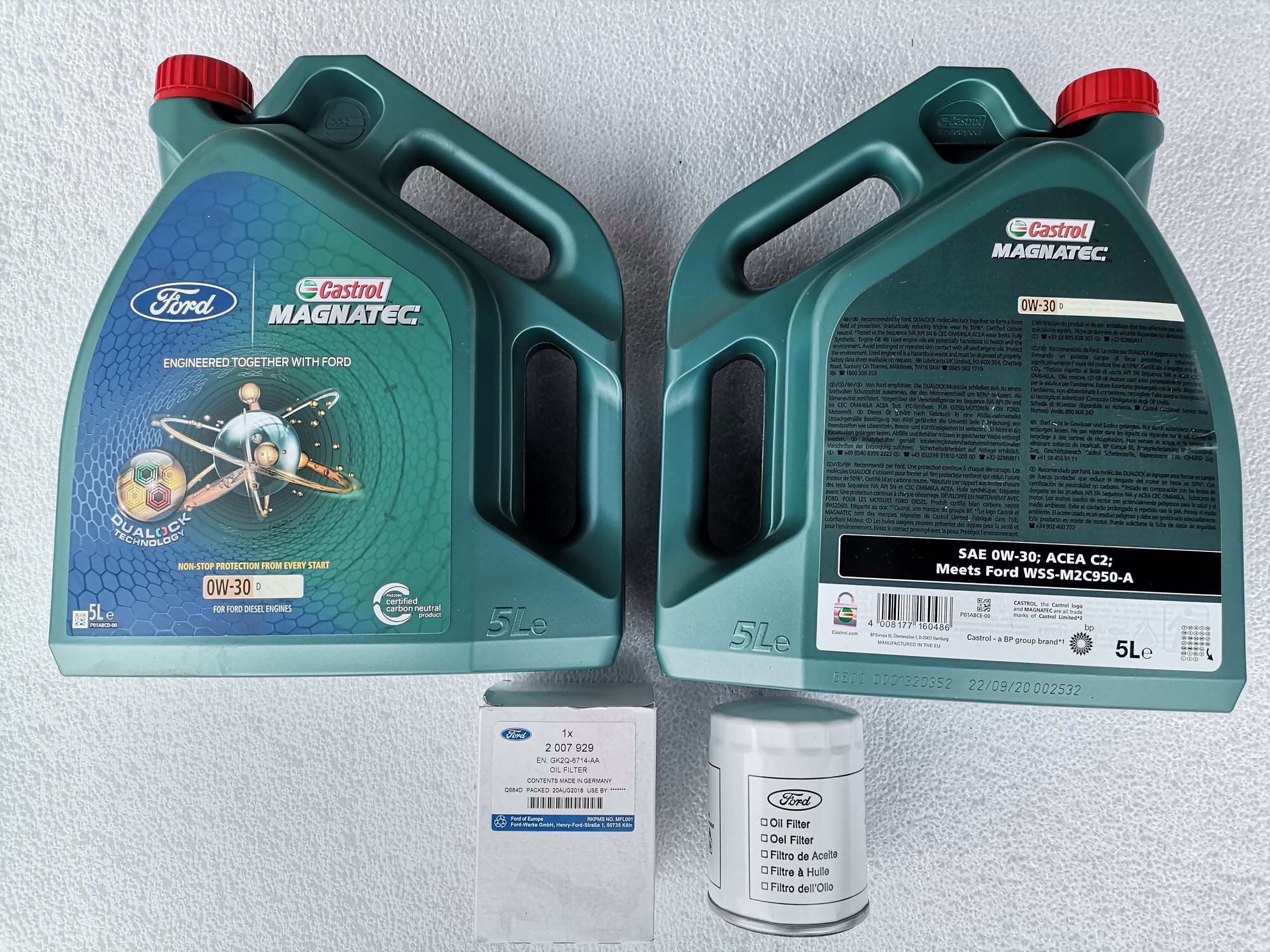 OLEJ 0W30 D FORD TRANSIT CUSTOM 2.0TDCI 10L+filtr ORYGINAŁ EAN (GTIN) 4008177160486