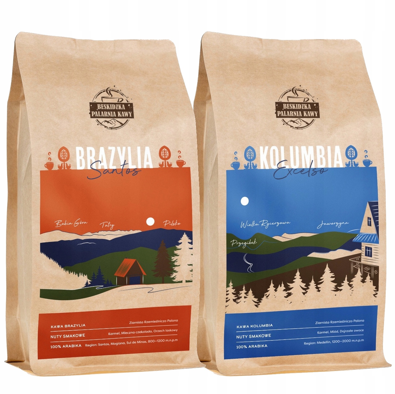 Levně Čerstvě Pražená Káva Zrnková Brazílie Kolumbie 2x500g 100% Arabica