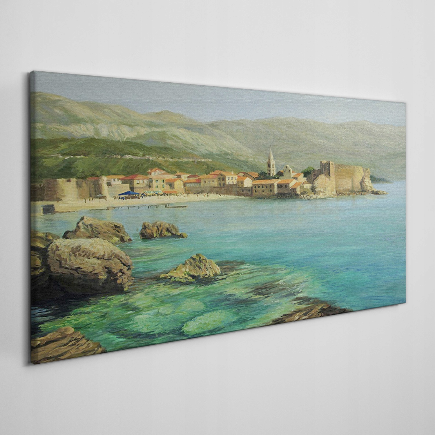 

Płótno obraz na ścianę Morze miasto góry 120x60 cm