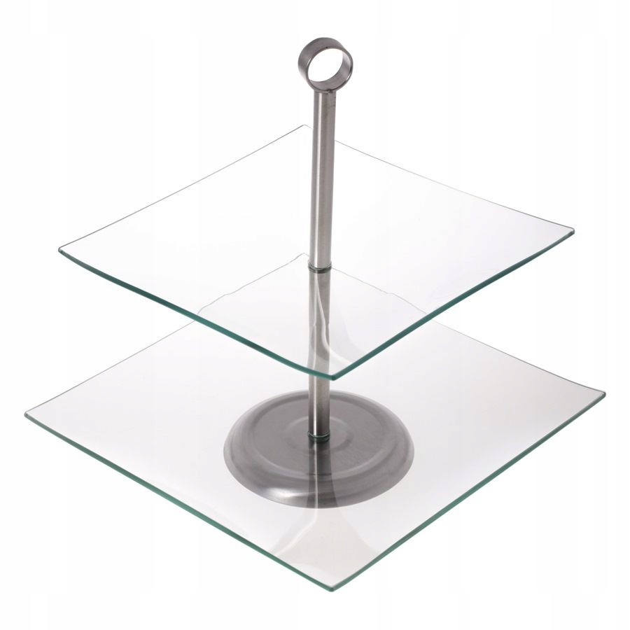 PATERA KWADRATOWA SZKLANA 3 POZIOMY TALERZ SZKŁO