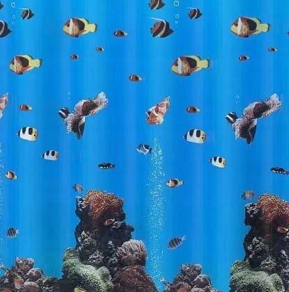 GRUBA ZASŁONA PRYSZNICOWA POLIESTROWA 180cm x 180 NIEBIESKA RYBKI Kod producenta Zasłona Polyester RYBKI