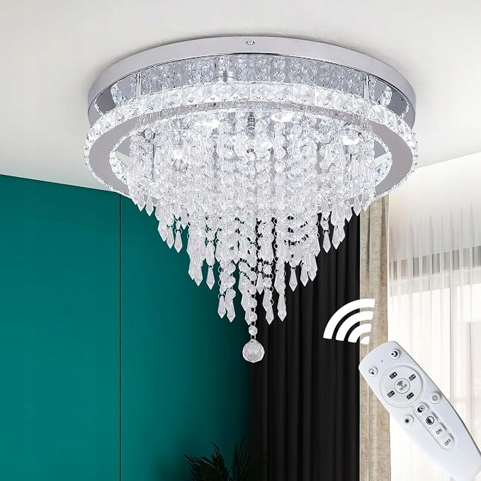 Křišťálový lustr s dálkovým ovládáním, Led lampa 3000-6000K