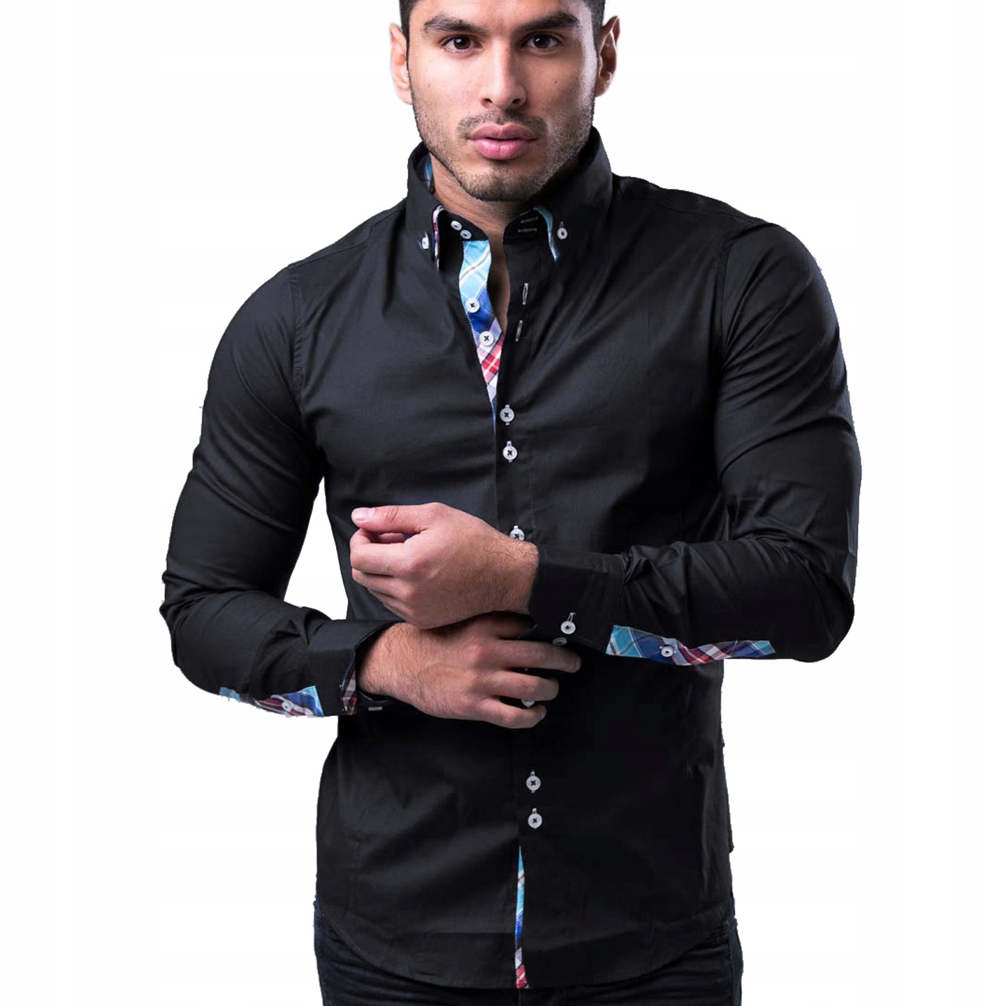 Koszula Męska Kratka Casual Codzienna Comfort Slim