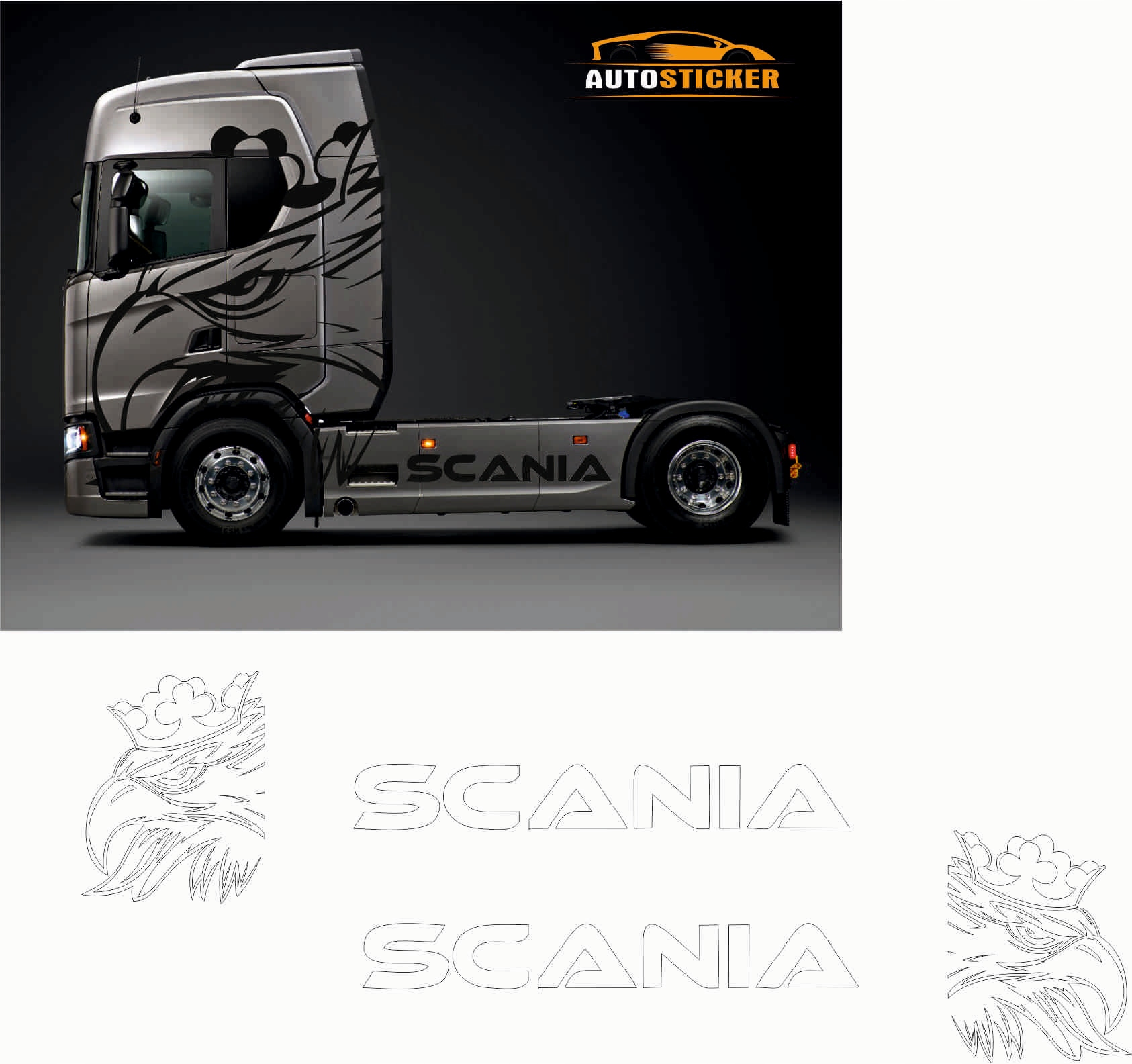 NAKLEJKI NAKLEJKA SCANIA NA KABINĘ TIR MODEL04