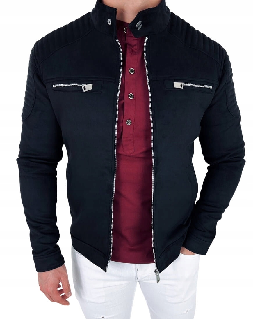 

Zamszowa kurtka czarna meska ramoneska biker 3XL