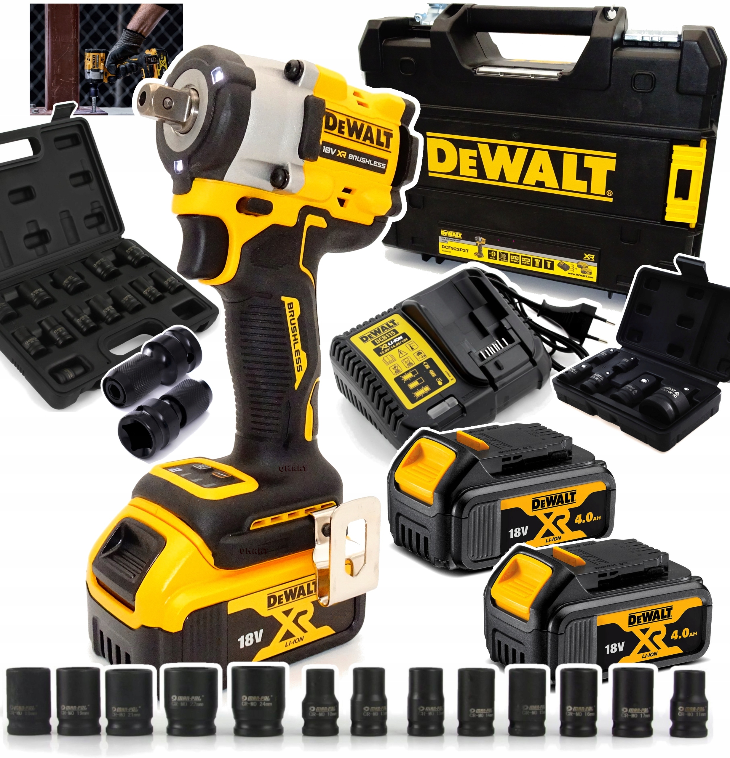Rázový uťahovák s bezkartáčovým motorom DeWalt DCF922M2 2x 4ah 18 V 1/2"