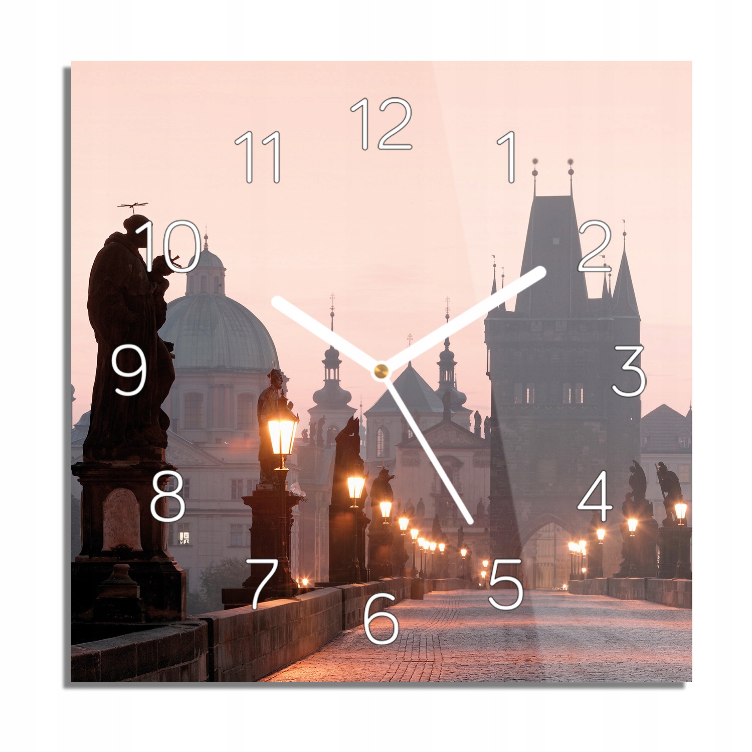 

Most Praga miasto zegar szklany kwadratowy 30x30