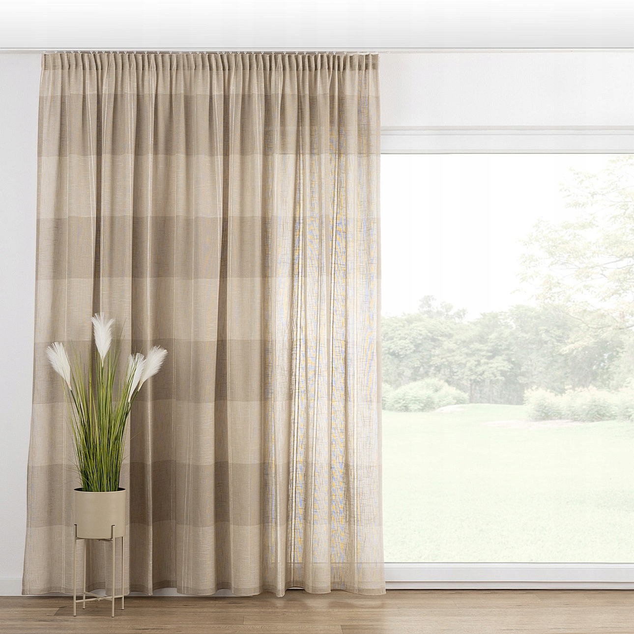 Záves na vlnitej páske 1 ks 130x260 cm béžový