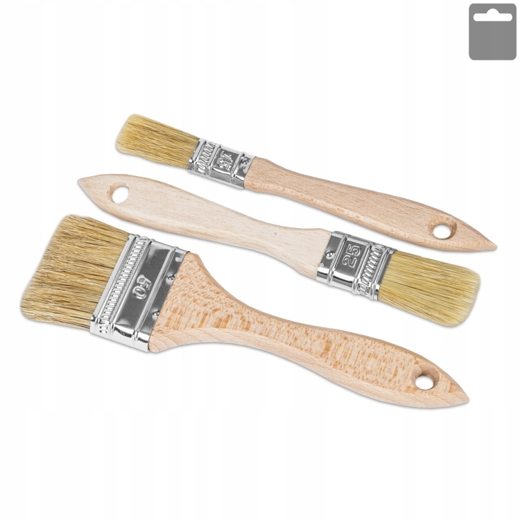 ZESTAW PĘDZLI MALARSKICH PŁASKIE PROSTE 3 SZT.