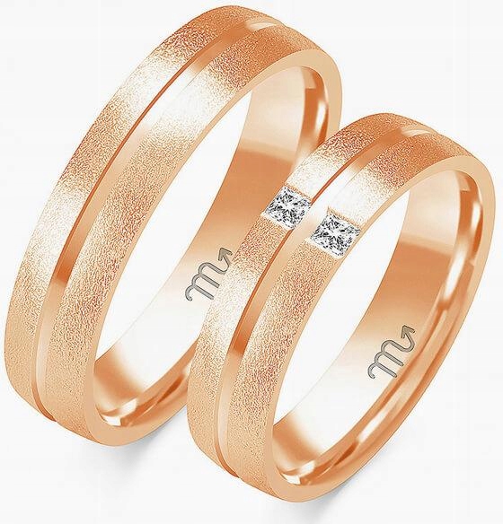Prsten z růžového zlata pro pár 585, 8 9 10, jedinečný model gravírování