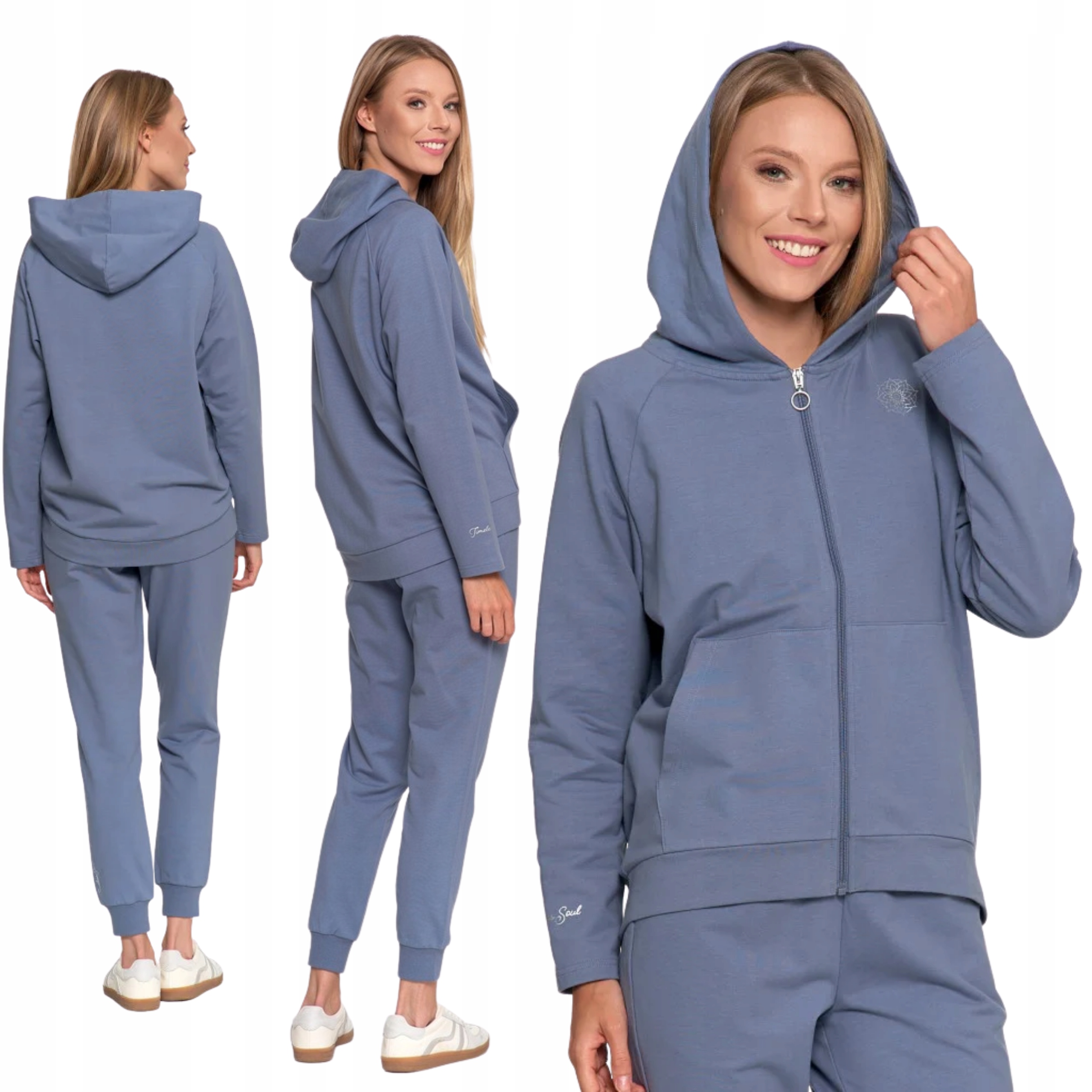 Bluza Damska Grafitowa Dresowa Bawełniana Z Kapturem Moraj L