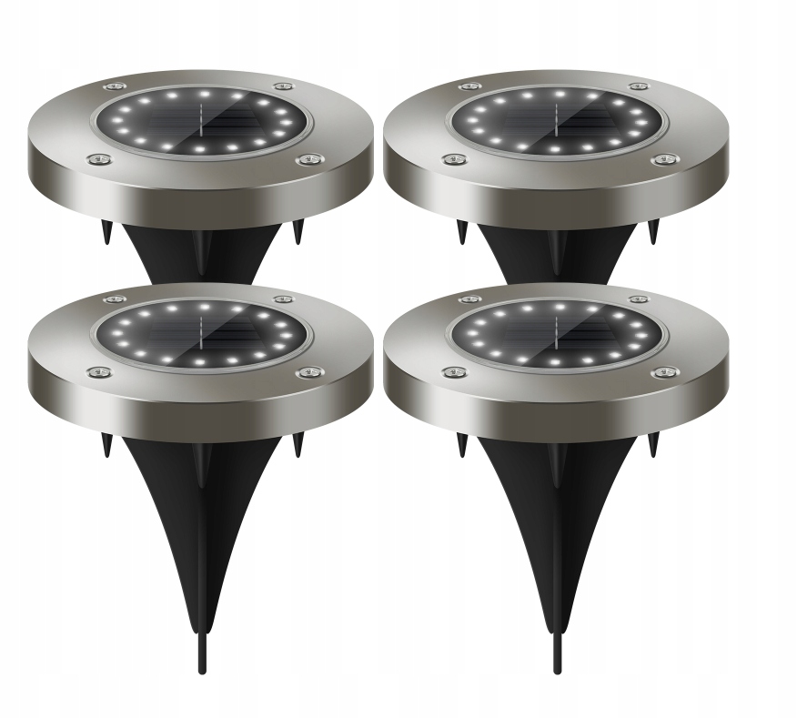 LAMPKI SOLARNE OGRODOWE GRUNTOWE ŚWIECĄCY DYSK x6 Kolor dominujący srebrny