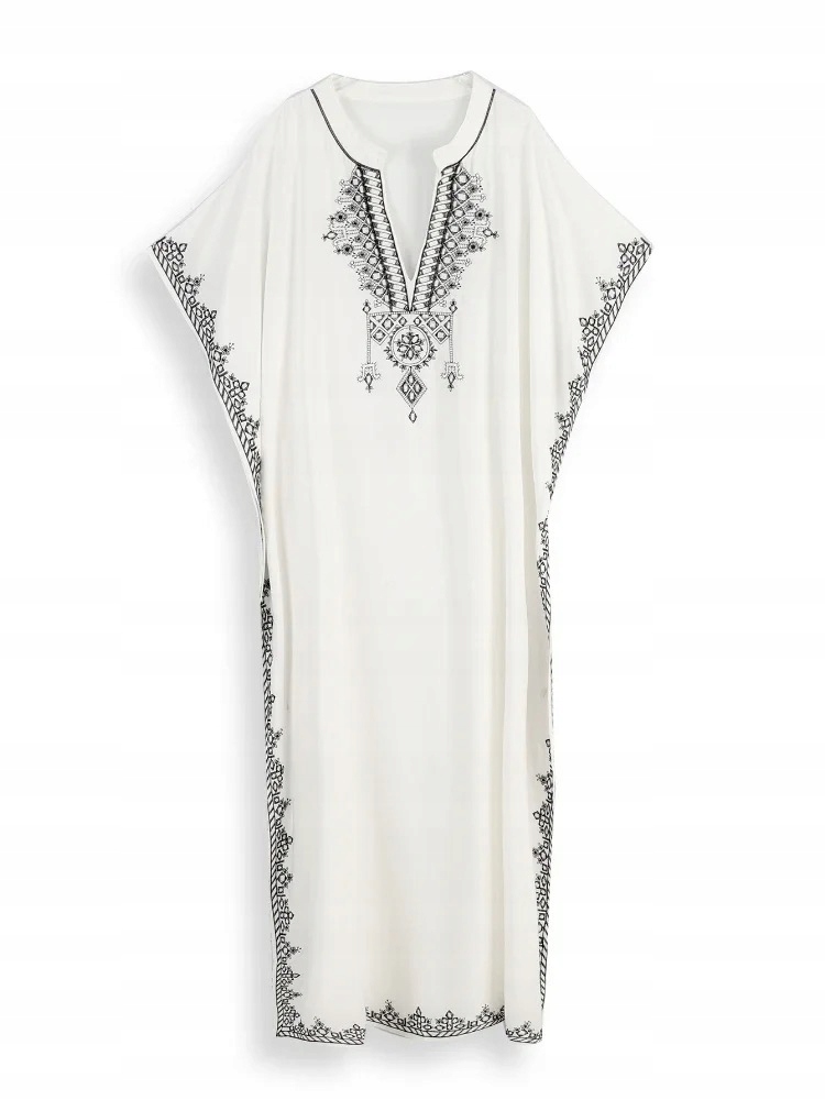 PAREO BOHO LETNIA SUKIENKA NARZUTKA TUNIKA DŁUGA PLAŻOWA na plażę HAFT Linia plus size (duże rozmiary)