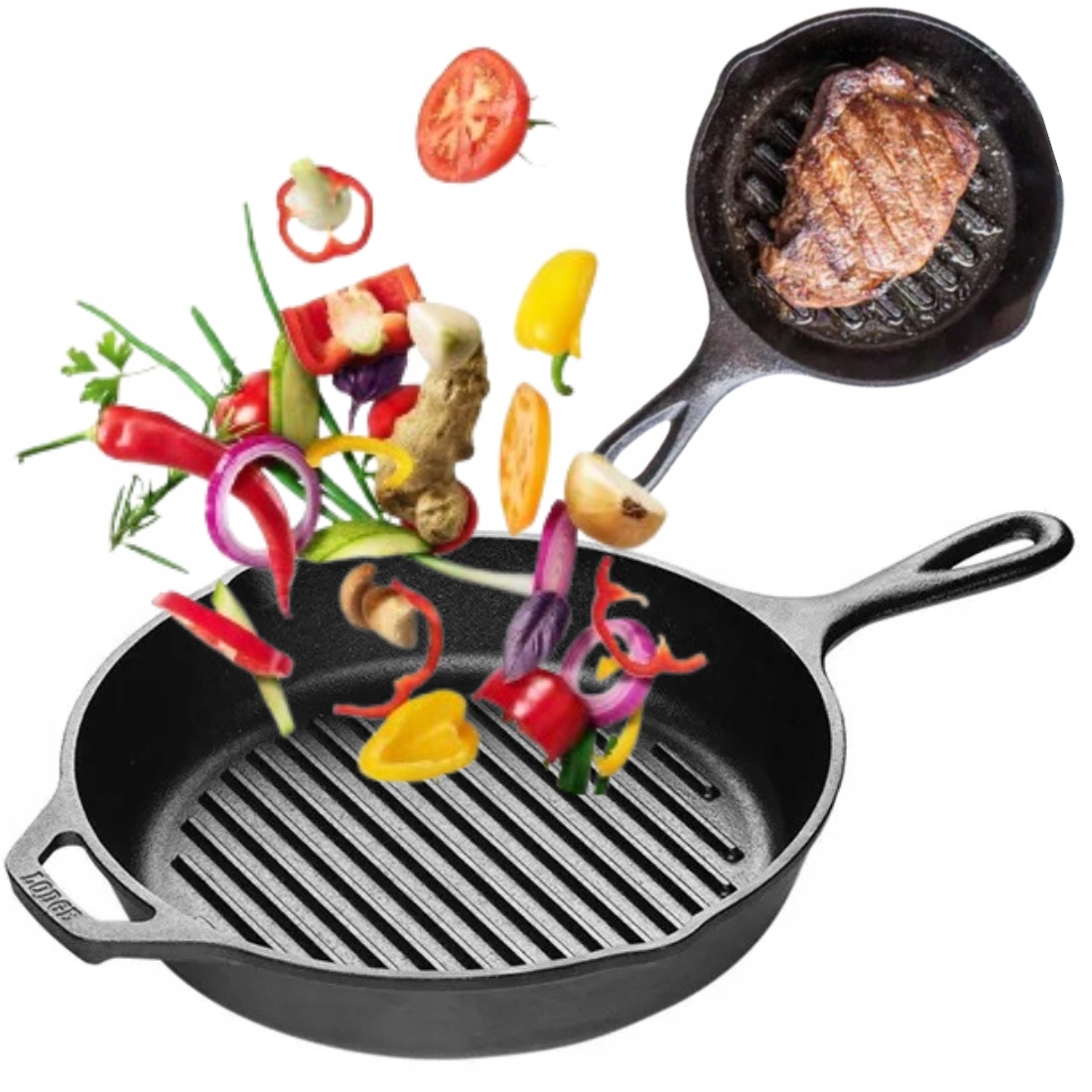 Żeliwna Patelnia Grillowa Patelnia na grill Ognisko 26cm Okrągła Lodge