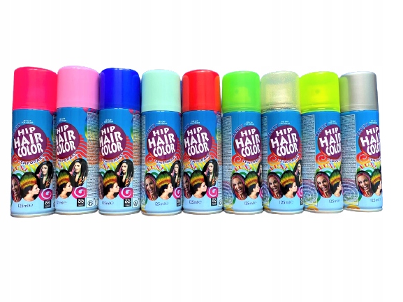 SPRAY DO WŁOSÓW FARBA ZMYWALNA KOLORYZUJĄCA niebieski czerwona impreza