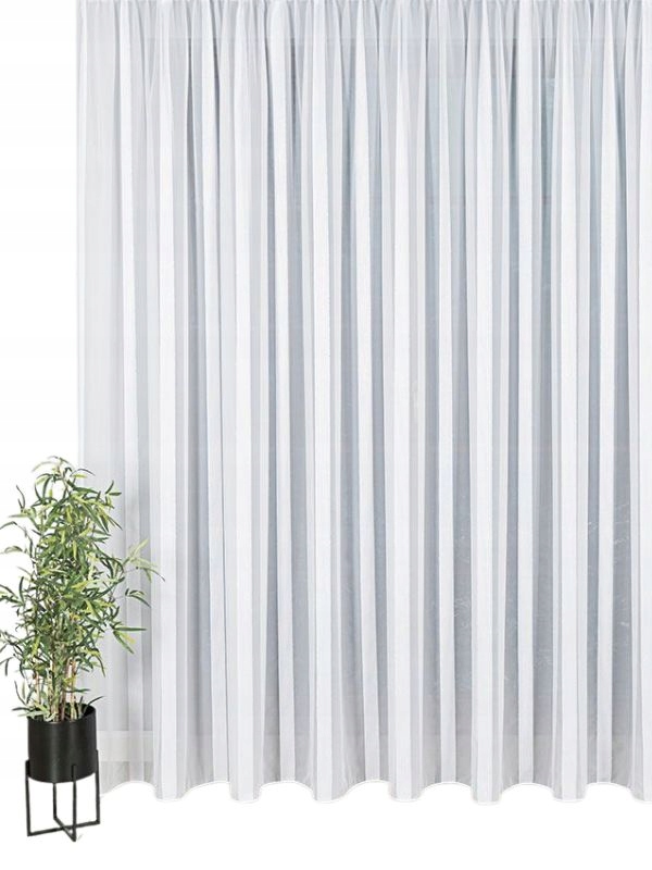 Záclony z voálu do obývacího pokoje Záclona s pruhy na pásku Wave š.130x230cm