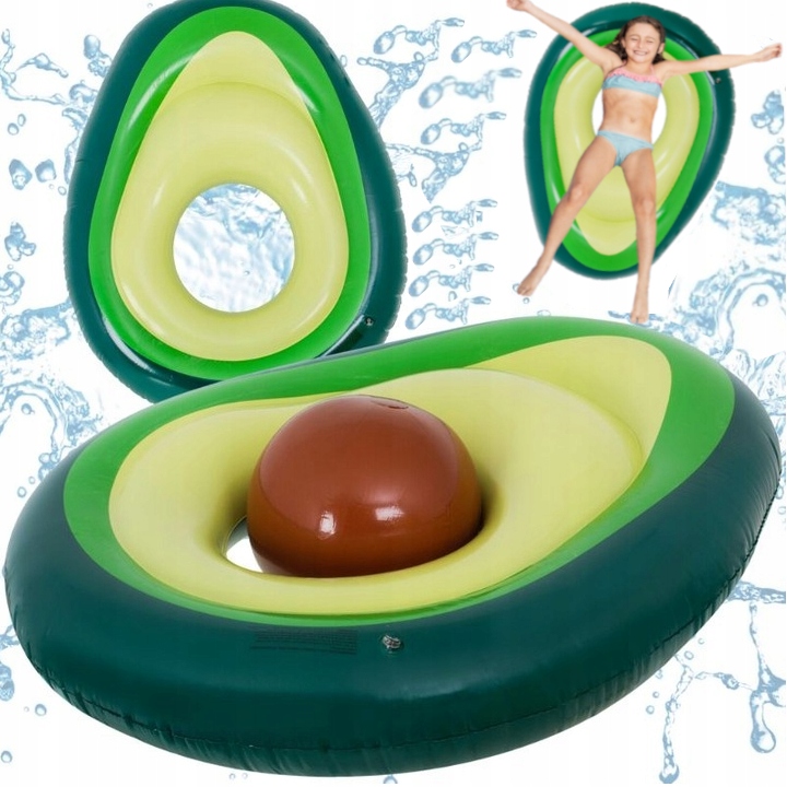 MATERAC DMUCHANY DO PŁYWANIA AWOKADO Z PESTKĄ PIŁKĄ 150cm XL