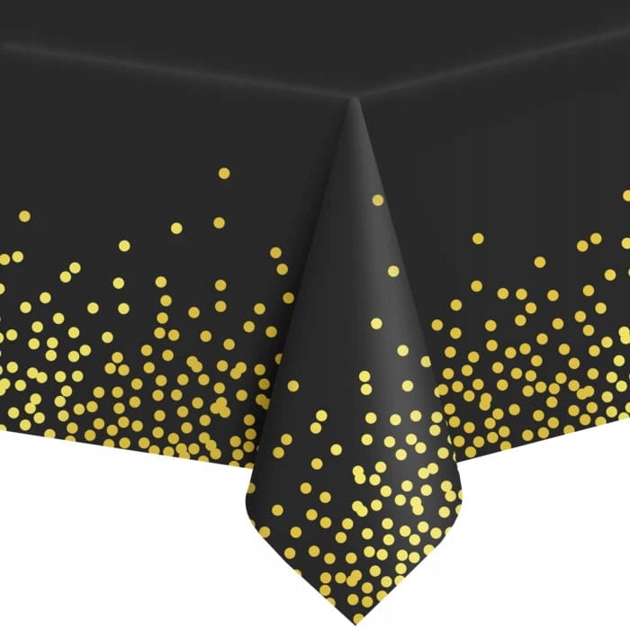 OBRUS CERATOWY CZARNO ZŁOTY 137 X 274 CM