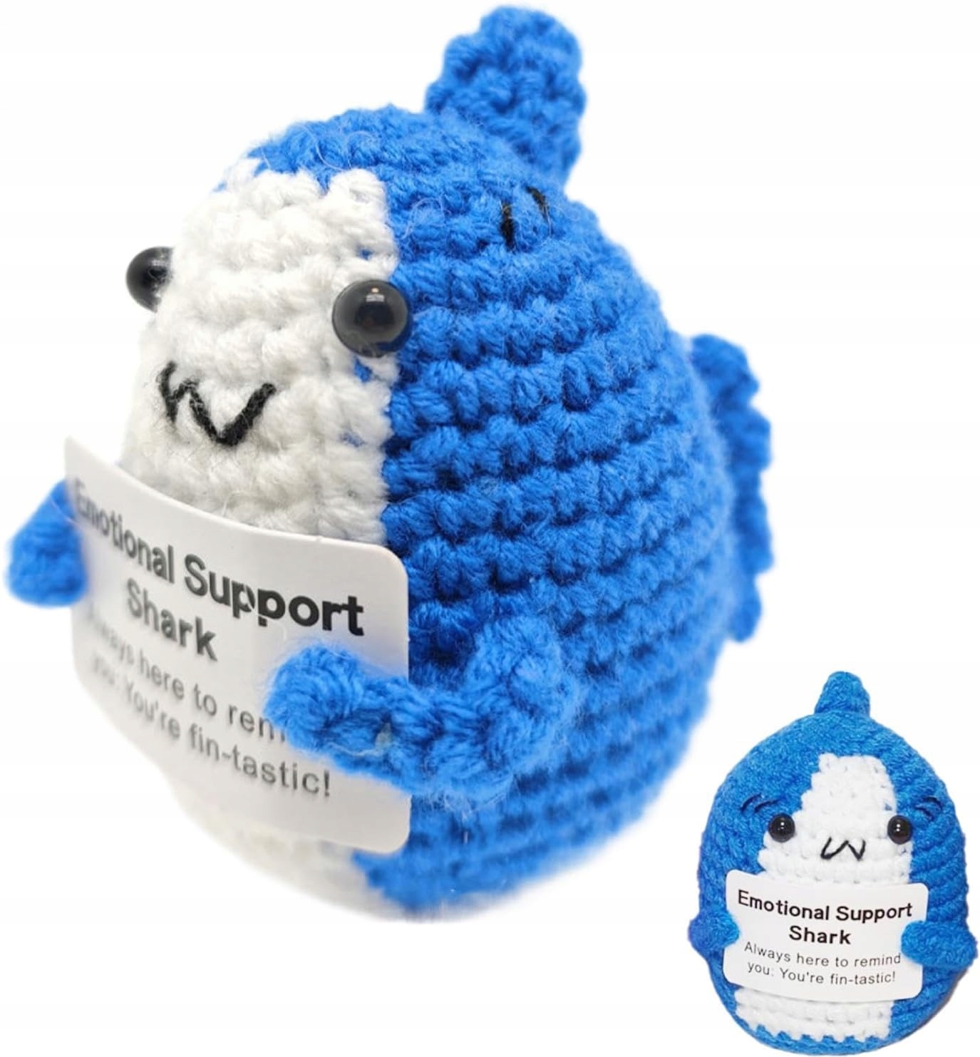 Emotional Support Shark, Positive Knitted Shark, 2.36x2.17x2.95in Soft