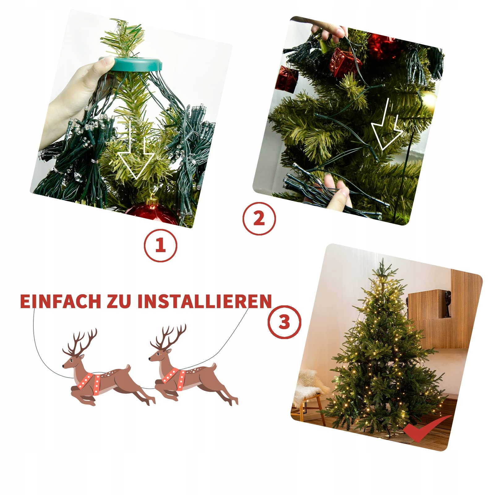 ETOPGO Lampki Choinkowe Girlanda Ciepła Biała IP44 Timer 8 Trybów 2M 400LED — miniatura 6