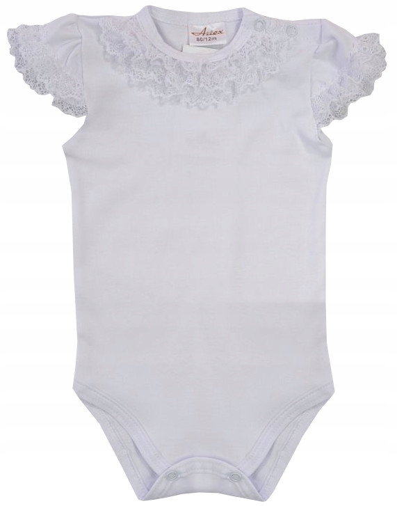

Białe Eleganckie Body Koronka Chrzest 80 L04A
