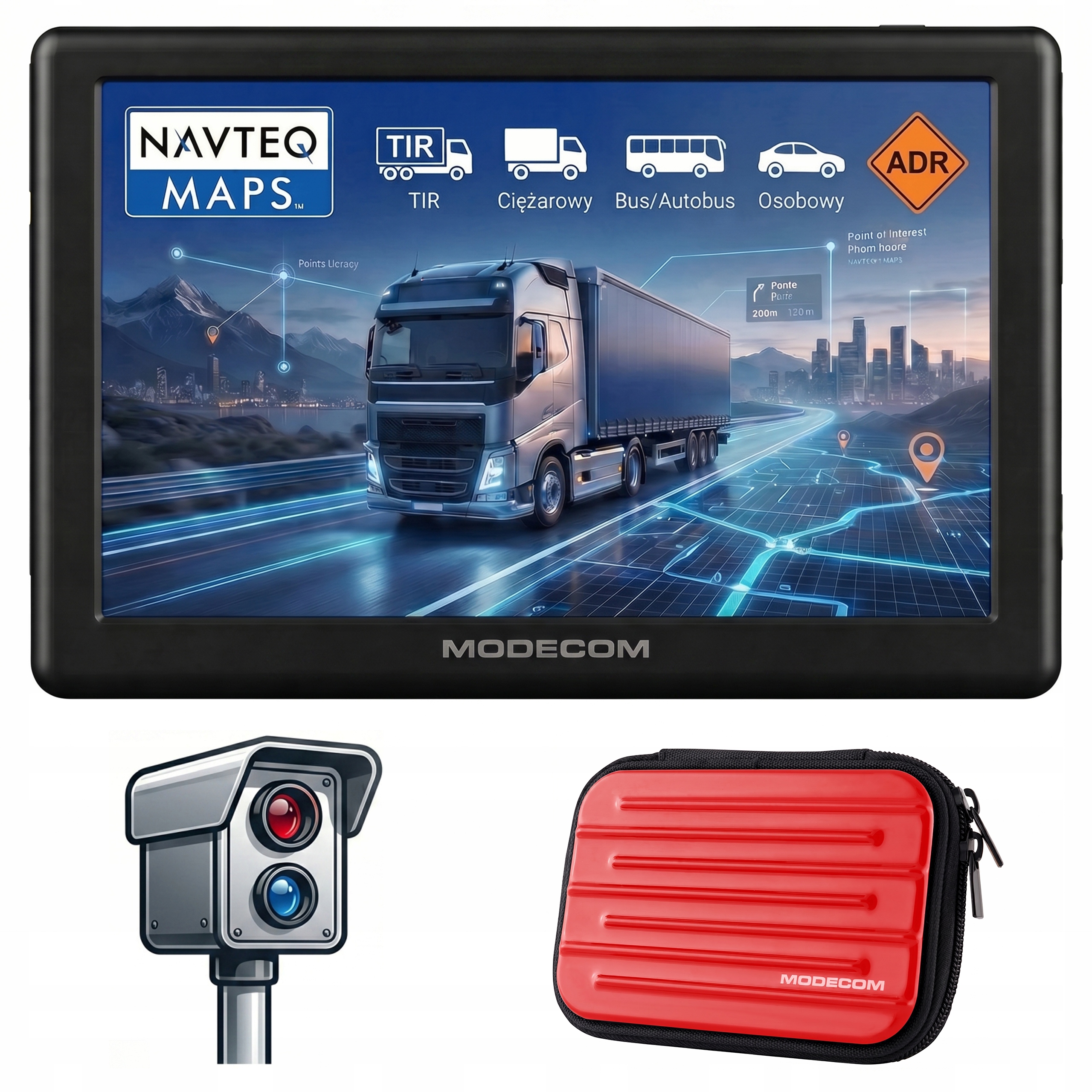 Navigační nákladní automobil Modecom CX 5.0 Truck Tir Bus Pouzdro Fotoradary 2026