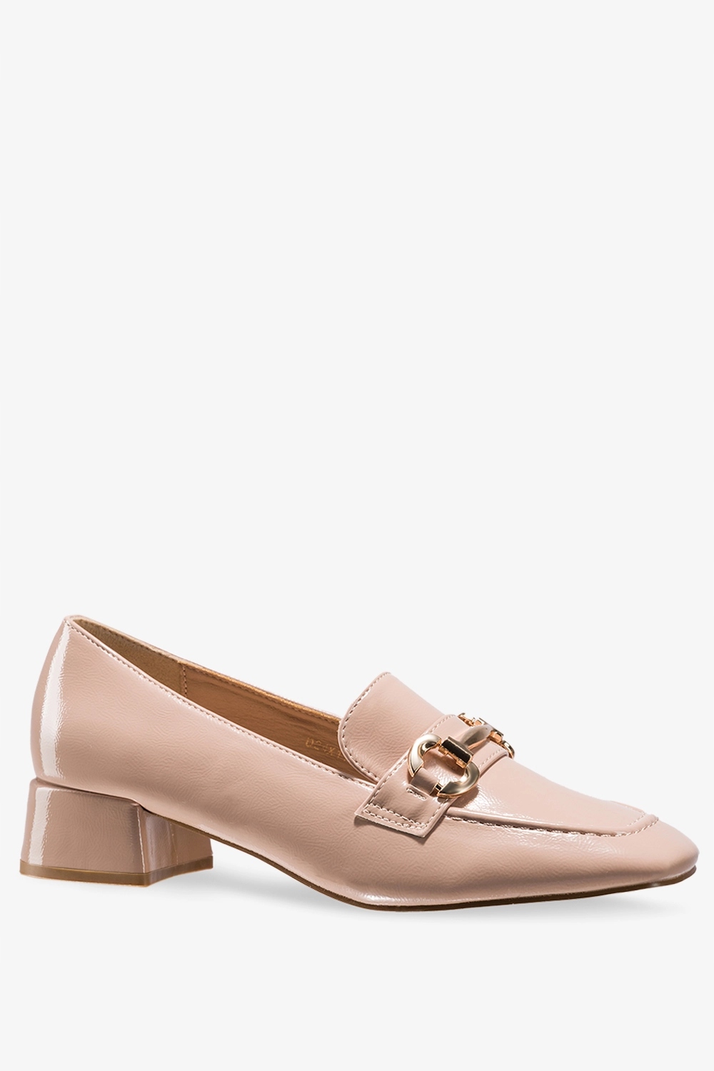 BEŻOWE MOKASYNY NA OBCASIE KLOCKU OZDOBNA SPRZĄCZKA LEKKIE PÓŁBUTY r 39 Stan opakowania oryginalne