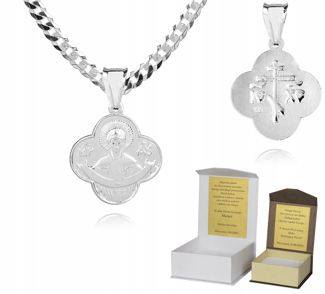 Stříbrný řetízek pravoslavný medailonek 55 cm P2M47