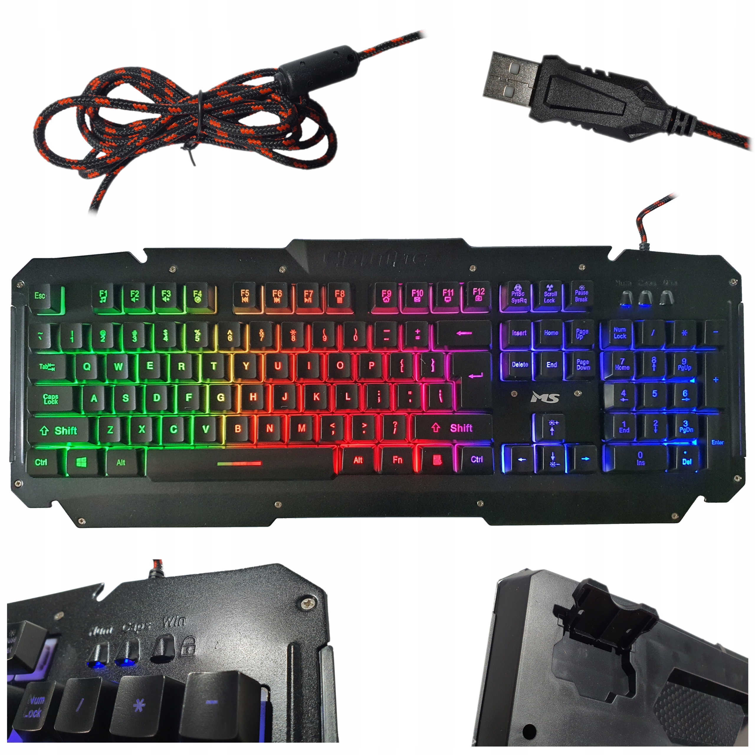 Herní Klávesnice Ms Elite C330 Led Us Kovová