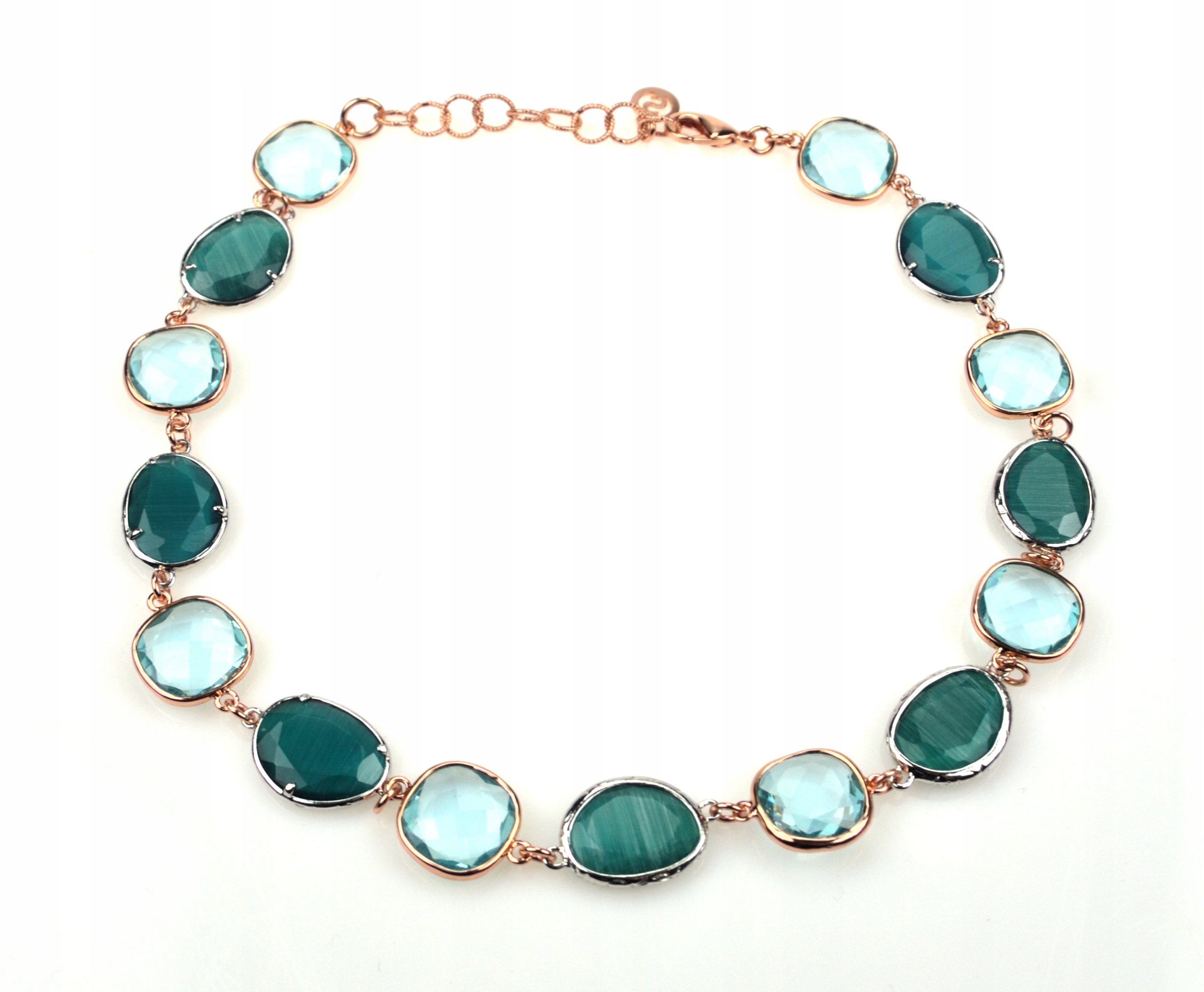 WŁOSKI NASZYJNIK MOSIĄDZ POZŁACANY KRYSZTAŁ AKWAMARYNU ZIELONY DZIEŃ MAMY EAN (GTIN) 8056151514417