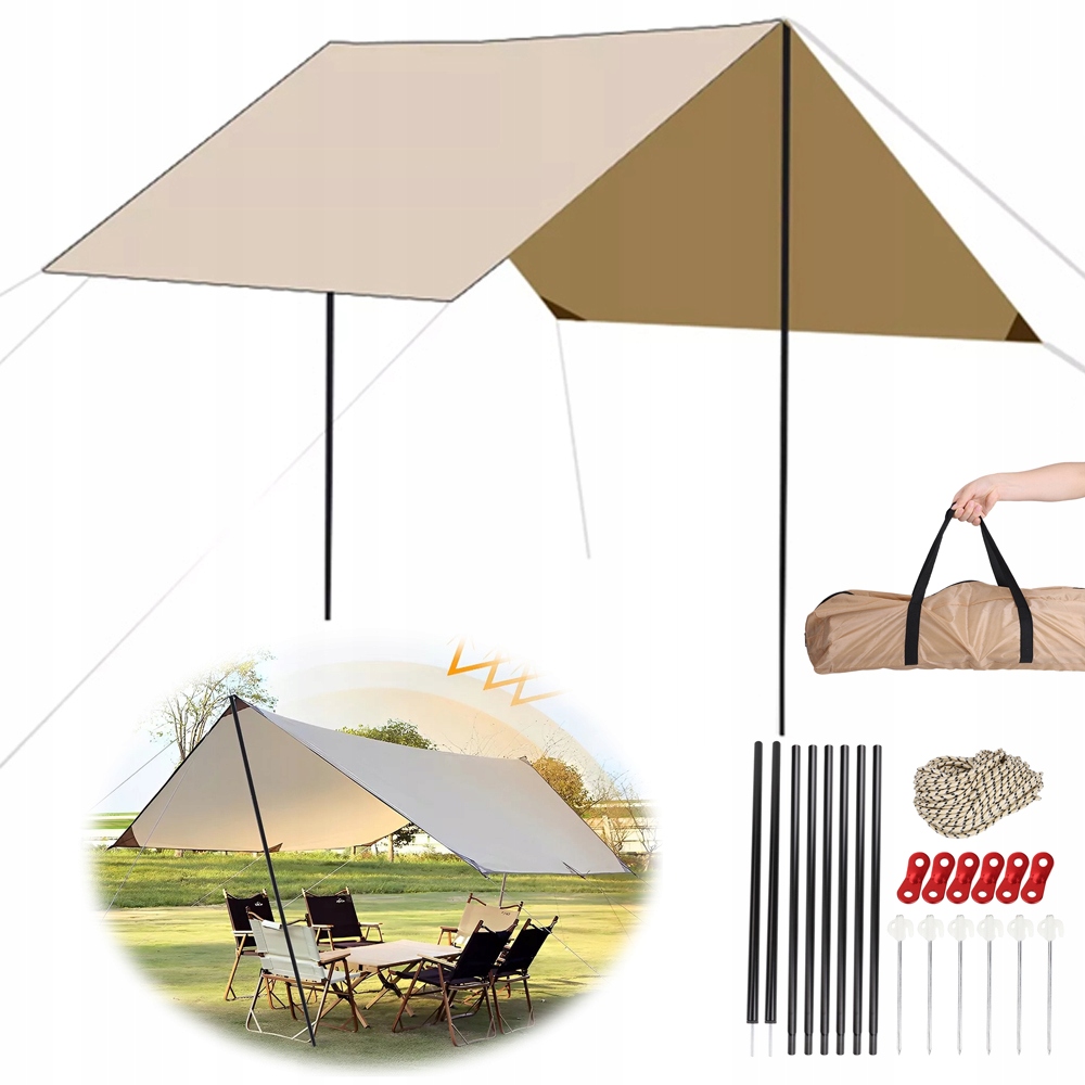 3x3 m Turistický Tarp Plachta Zahradní Bivak Domácí Patio