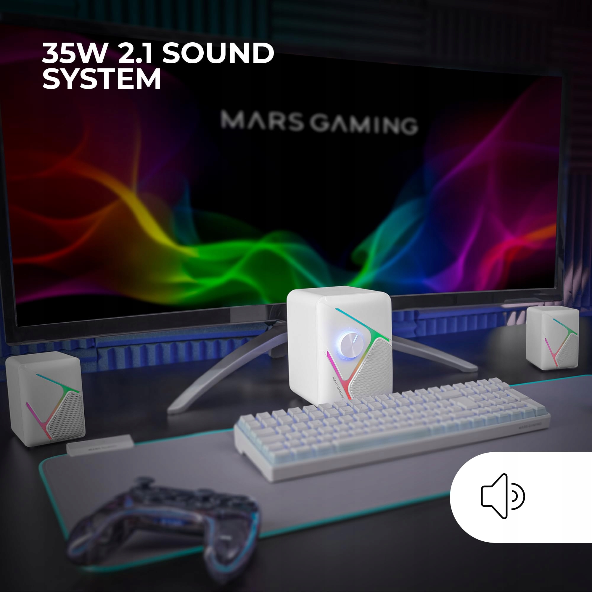 MARS GAMING Kompaktowe Głośniki RGB Do Gier MSCUBEW — miniatura 2