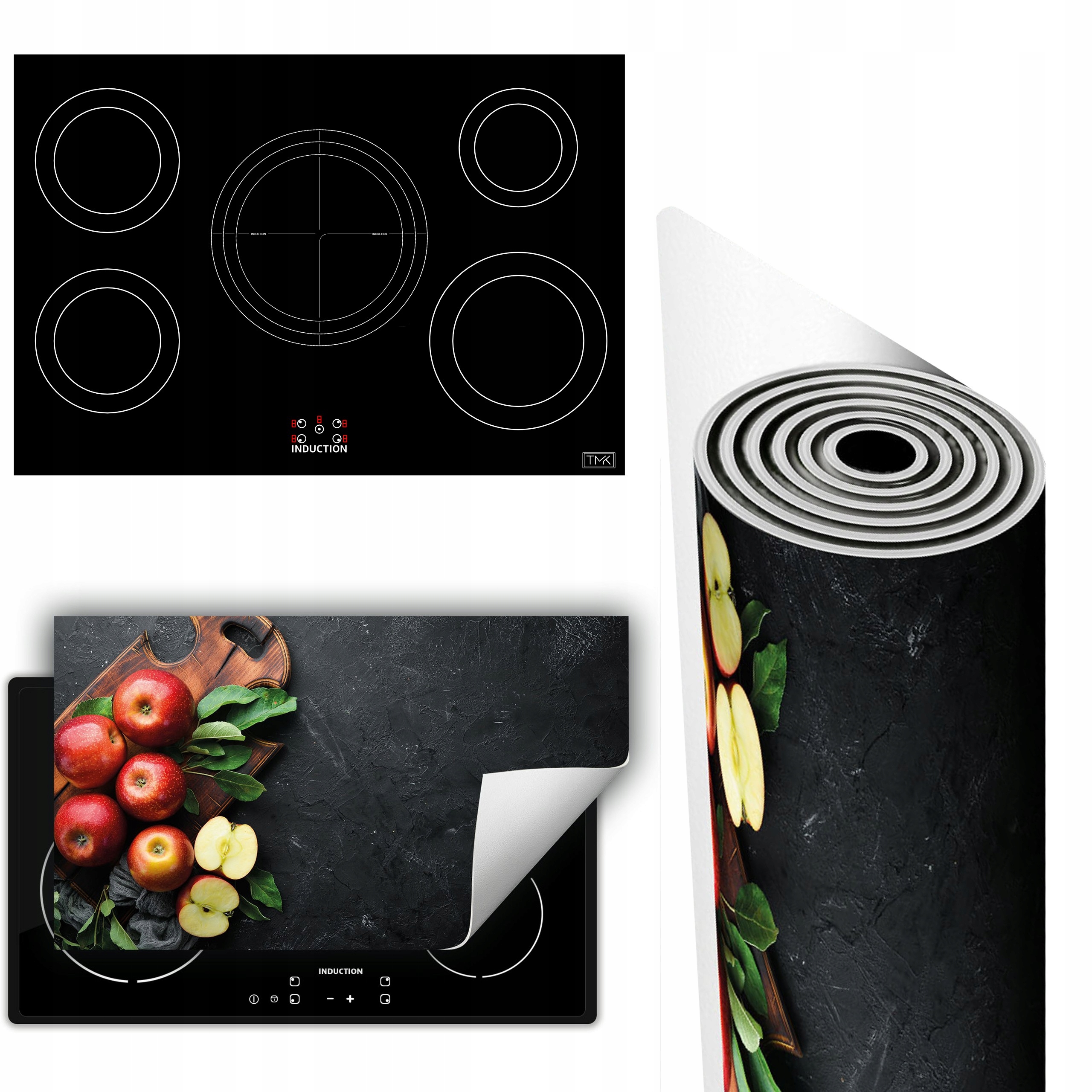 Vinylová Podložka Na Ochranu Kuchyňské Desky 90x52 šedá jablka