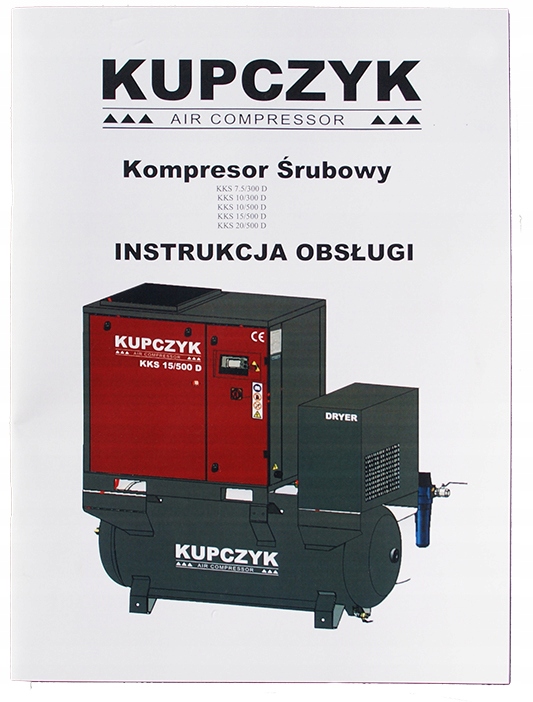 Kompresor olejowy Kupczyk KKS7,5/300D 270 l 10 bar Rodzaj sprężarka śrubowa