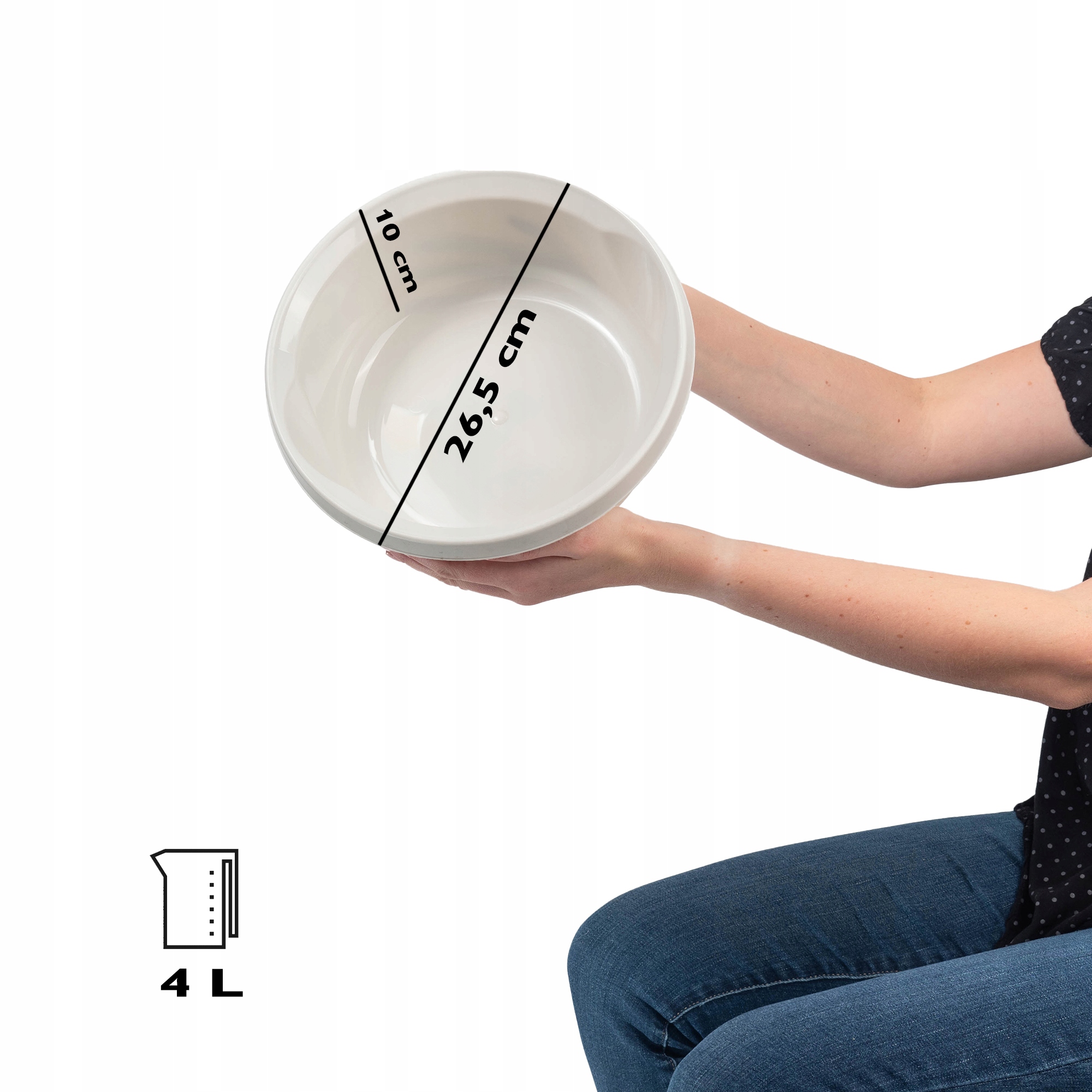 MISKA PLASTIKOWA 4L OKRĄGŁA NA PRANIE BIAŁA Kod producenta K9428