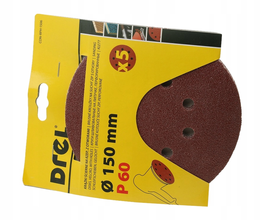 

Krążki Ścierne 150 mm Na Rzep Z Otworami P60 3 szt
