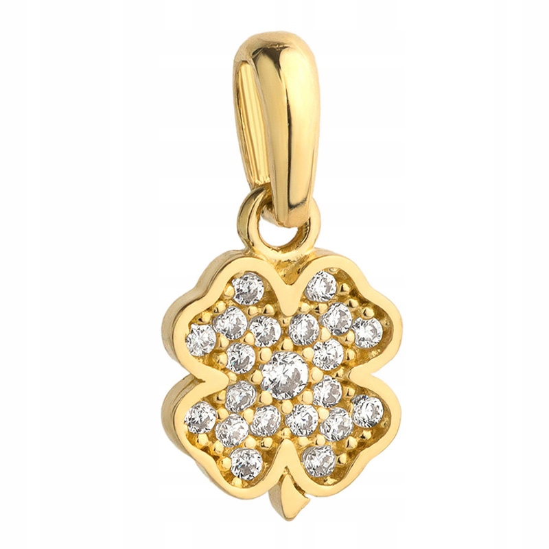 Zlatý Přívěsek pr. 585 Čtyřlístek a Zirkony 14k