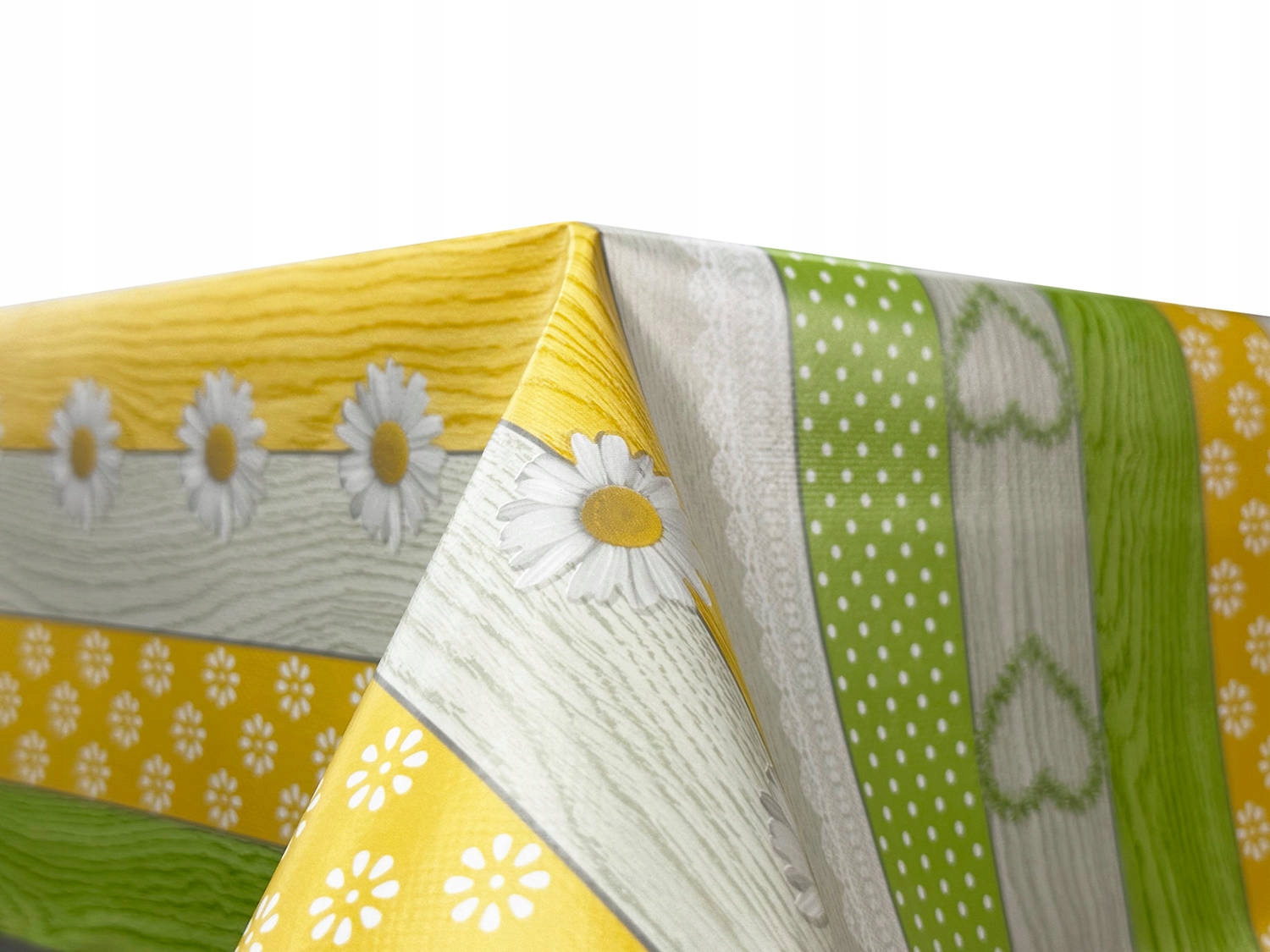 Cerata Obrus Na Wymiar Stokrotki Serca Zielone Żółte 10x140 cm Typ obrus