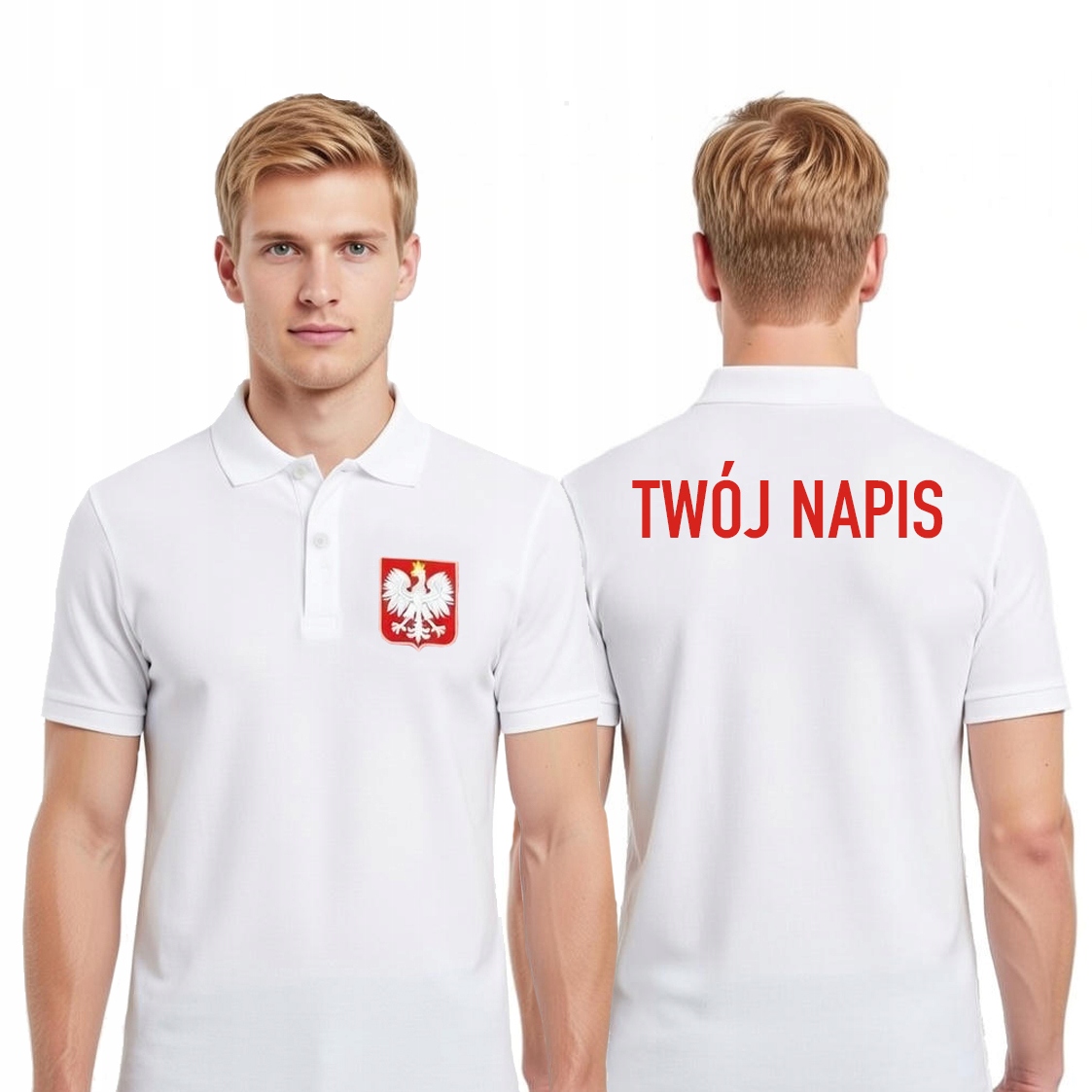 Koszulka Polo Kibica Polska patriotyczna godło Twój Napis męska L